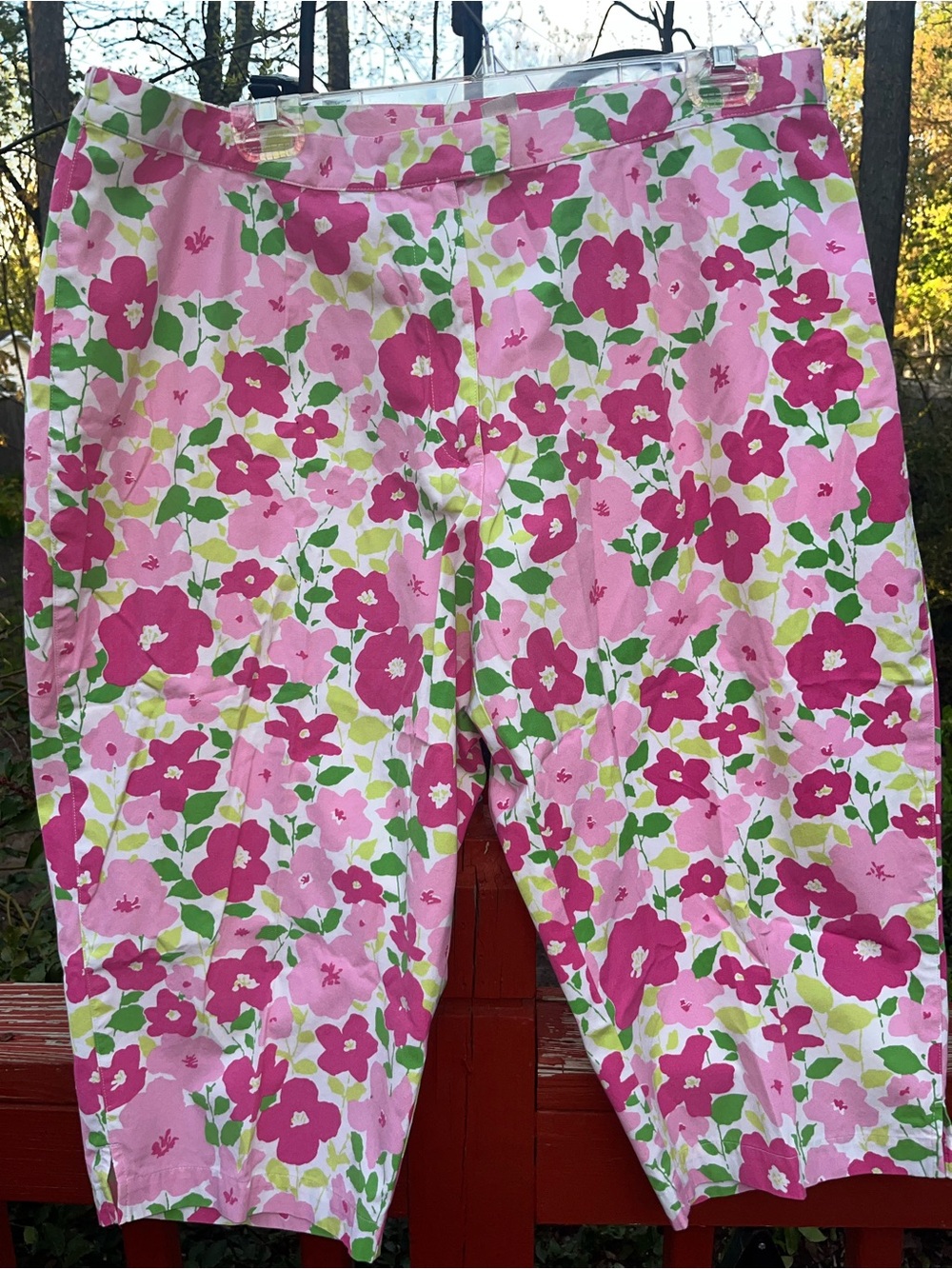 Liz Claiborne Woman Petite Floral Capri Pants Plus 20P Resort Palm Beach
